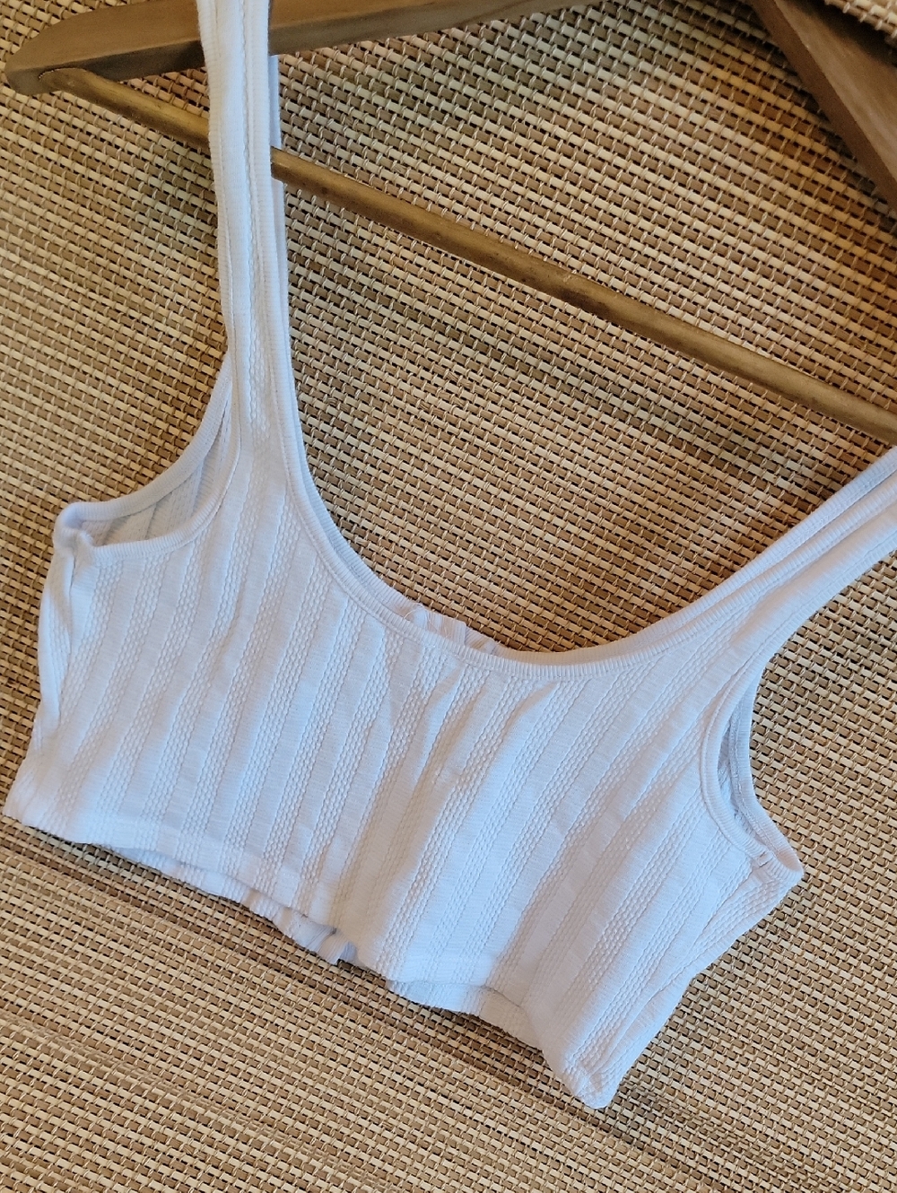 Free People White Ribbed Button-Front Crop Tank - Picture 3 of 4